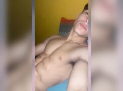 cute fit big cock baited off on his bed