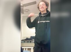 cute nice curly blonde strip jerks off