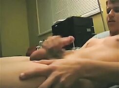 Blond webcam Guy with very fit body jerks off - AI Enhanced