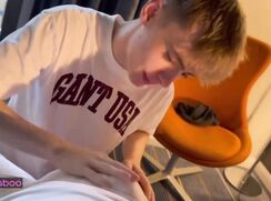 Blond twink spit roasted creampied