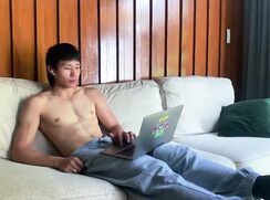 Asian Boy Chan Jerking Big Cock & Cumming