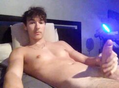 Horny Young Guy Cumming on His Belly