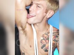 Blond Tattooed Lad Licks His Armpits porn