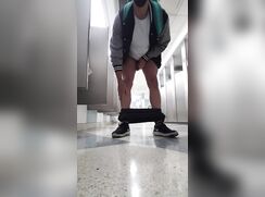 Jacking off and cumming with my pants down to my ankles at the... - BA1