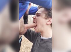 Geek BJ On Hiking Trail porn