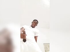 Black teen in white clothes and cums - 08-28-25