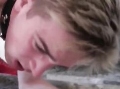 UK blonde twink dominated by 3 older raw