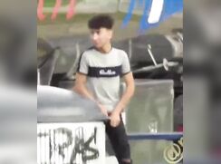 Mixed Boy Outside Piss