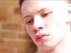 Blond boy in the bathroom