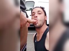 Jock Swallows Cum In Parking Lot BJ porn