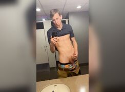 Tall Blond Jerks & Cums In College Bathroom porn