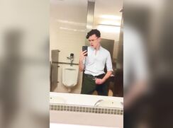 Twink jerks off in mens room and cums - 08-31-25