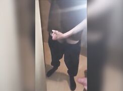 Skinny teen and his uncut curved cock