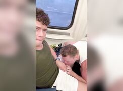 Blue Eyed Jock Gets BJ On Train porn