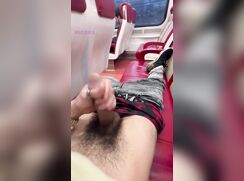 Twink Jerk & Cum On Public Transportation Train porn