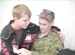 Russian soldier fucks a cute boy