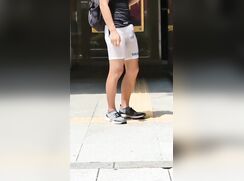 Exhibitionist With Boner In Wet White Lycra porn