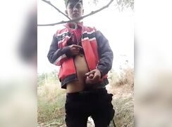 Thai twink wanks outside