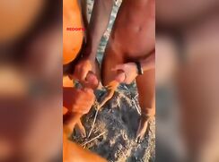 Uncut Beach Trio Cum Crossfire porn