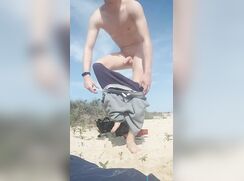 Blond Shaved Uncut Twink Strips At Beach porn