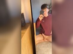 Cute twink showing off with mirror - 09-04-25
