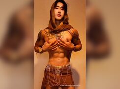 Hot Muscular Oriental in Sexy Costume