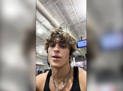 cute fit american guy jerking night bathroom cumming jerks off