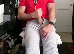 DILFJockDad87 is Horny in His Baseball Gear Jerking his Big Cock