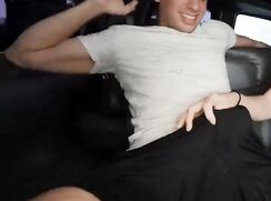 guy with boner in car