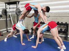 Coach wants the nerd from the gymnastics team and shows his cock and fondles the horn