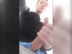 Twink cums in classroom after wanking in school bathroom