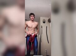 Hot Jock Puts On His Spider-Man Costume porn (no nude)