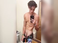 cute fit hung cumming shower jerks off