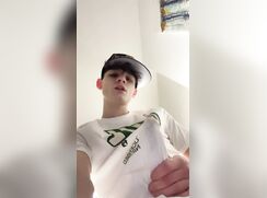 cute italian elias wanking hard on with shirt on