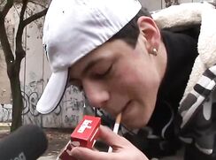 Cute boy cums after breakdancing.