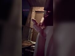 Shaved Cock Balcony Jerk Off porn