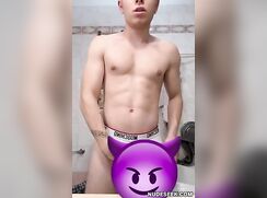 Horny Italian stud jerking off his big cock