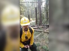 Firefighter pulls out his personal fire hose