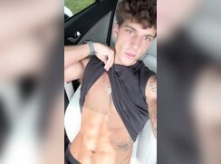 Horny Jock Jacks Hardon in Car