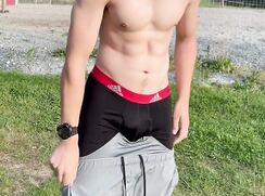 Jock Exhibitionist Outdoor Strip porn