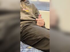 Tradie Plays With Uncut Cock On Train porn