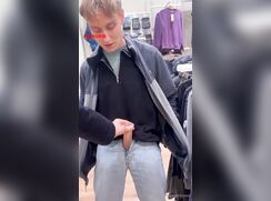 Blond Gets Handjob In Clothes Store porn