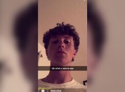 cute curly guy snapchating jerks off