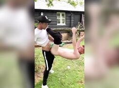 Interracial Raw Garden Fuck porn