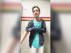 Blond Twink Caught Jerking In Public Toilet Nude porn