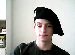 Pretty Russian teen boy jerks and cums on webcam