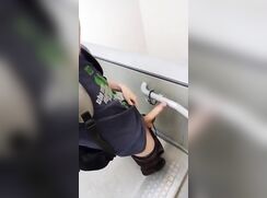 Hung teen jerks off in stairwell