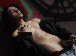 Brunette curly locked high school jock