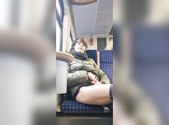 Boy jerk off in a train