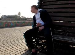 Guy masturbates on the promenade in the city center - 09-21-25